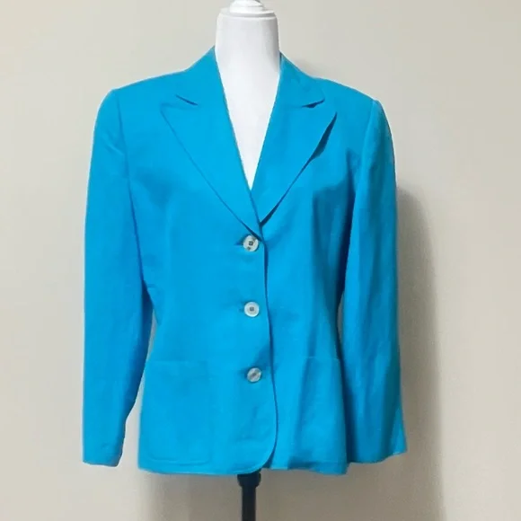 Giorgio Sant’ Angelo NEW Sky Blue Linen Rayon 3 Button Spring Blazer Jacket 10 - Picture 12 of 14
